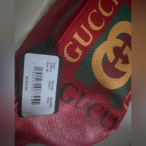 Gucci Red Leather Belt Bag/ waist bag/Fanny pack